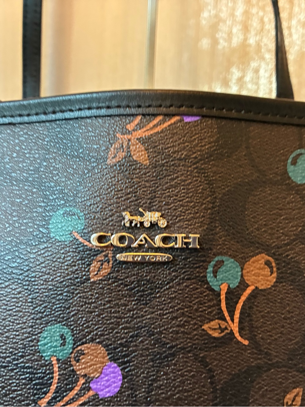 Coach Reversible Cherry Print Tote with Pouch - Picture 3 of 7
